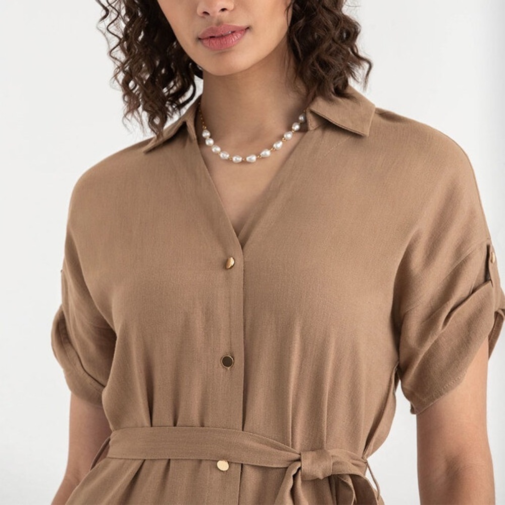 NWT Ricki’s Linen Shirtdress with Roll Sleeves - Picture 3 of 12